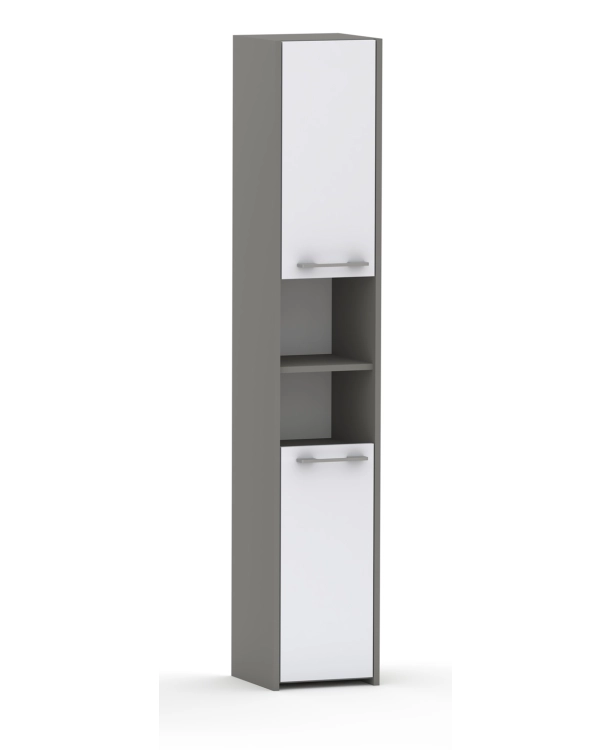 Słupek łazienkowy LUNA 30 cm 2D szary z białym frontami, mat/połysk